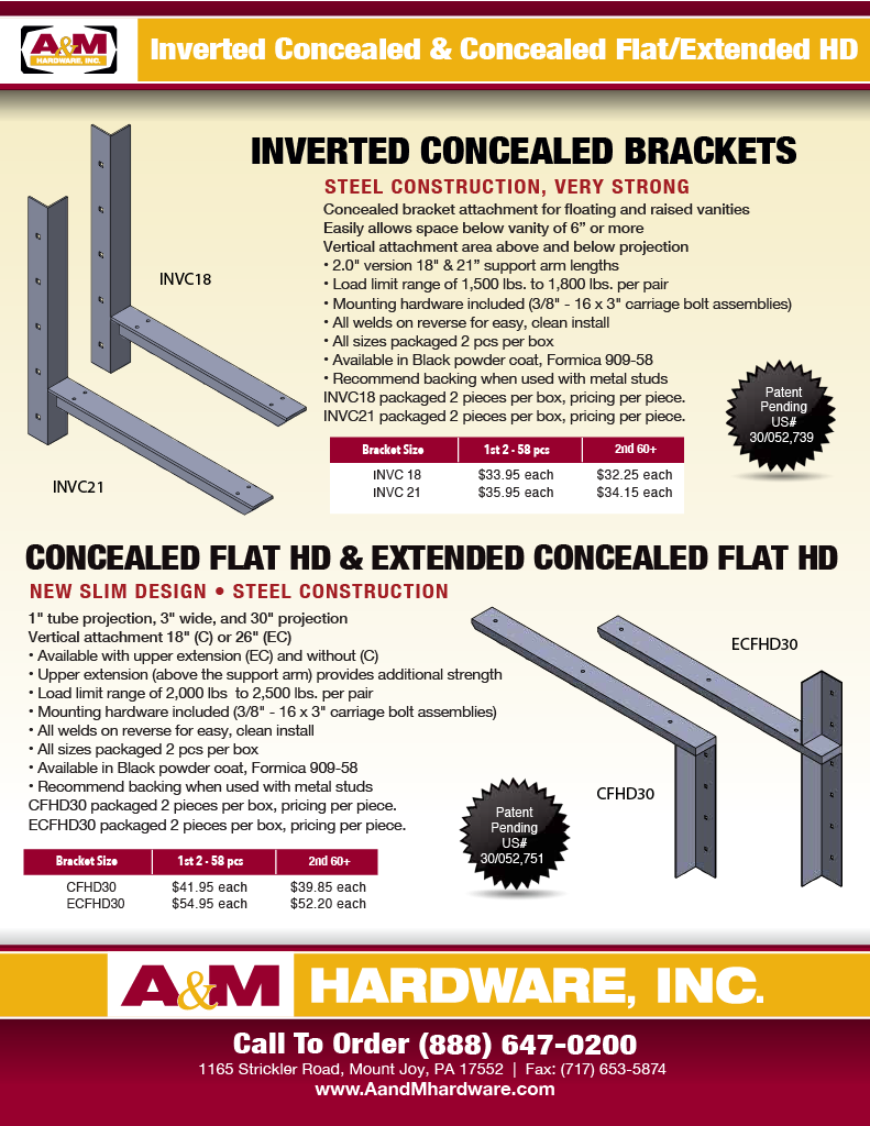 Inverted Concealed Brackets